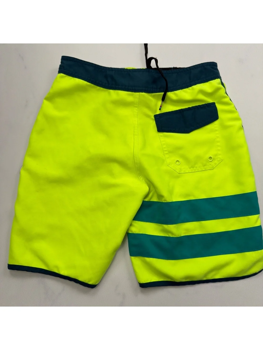 Hurley Board Shorts Neon Yellow Blue Striped - Boys Size 10/25